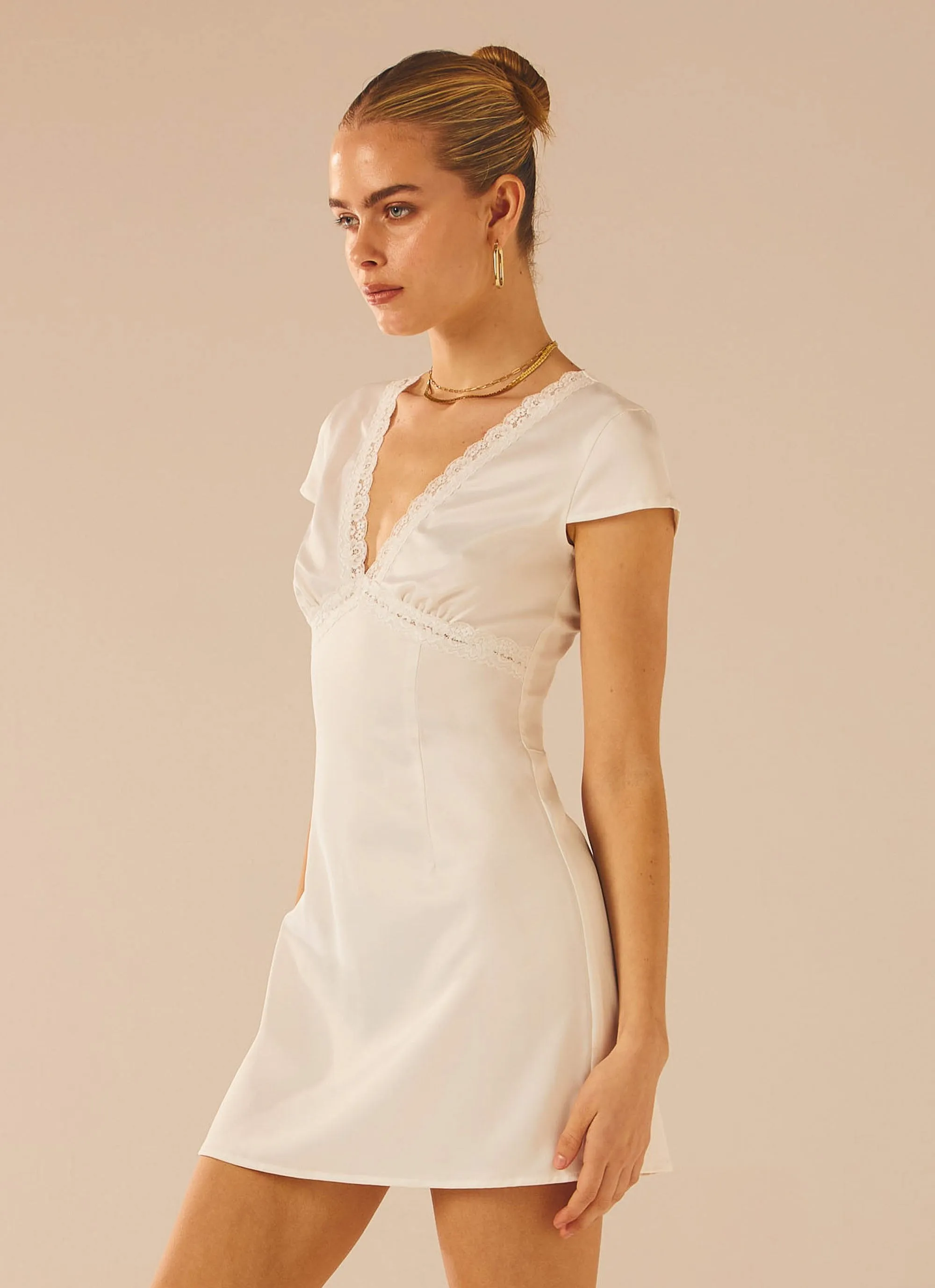 French Oasis Mini Dress - White Rose