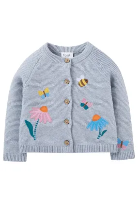 Frugi Colby Cardigan Grey Marl Flowers