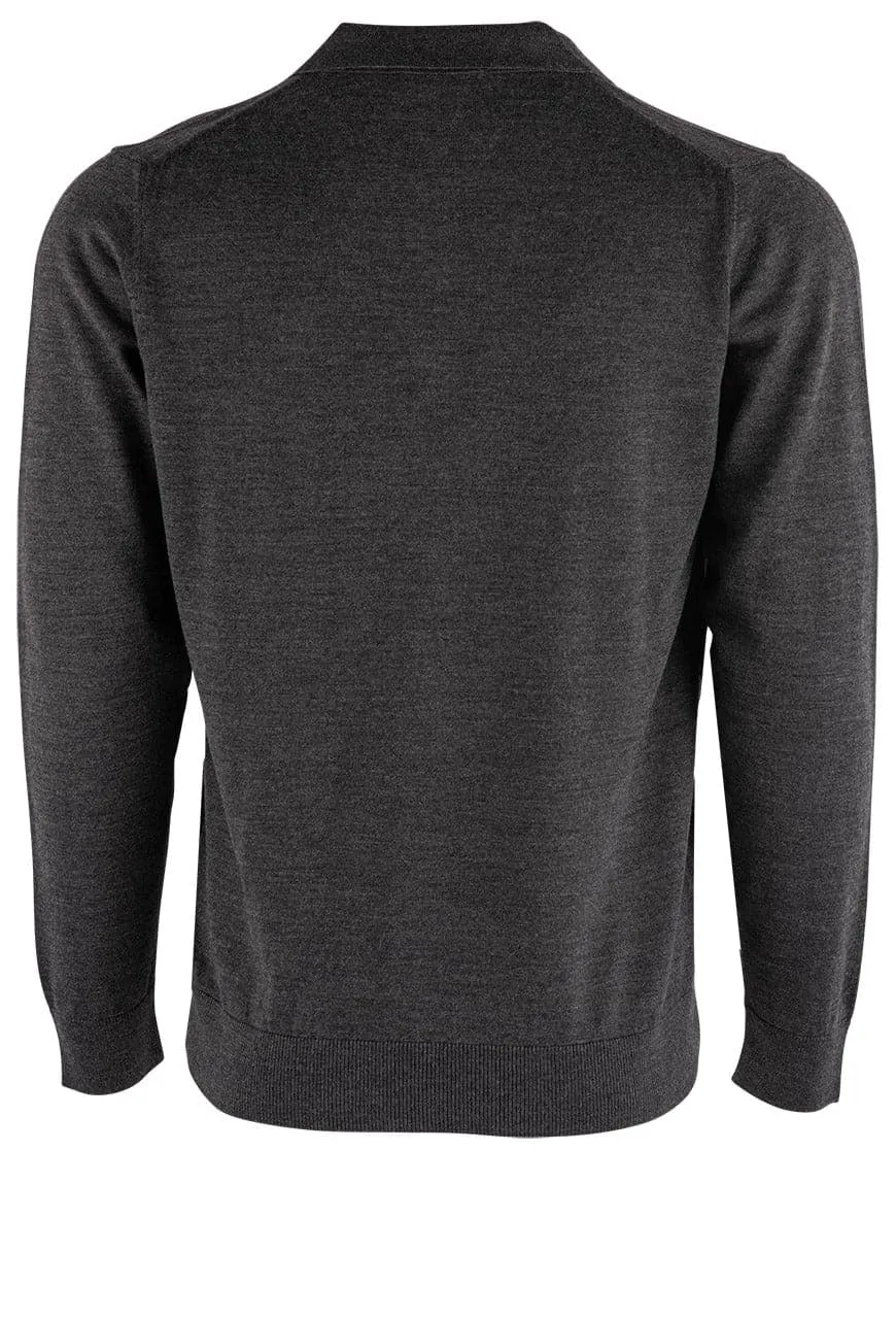 Garnet Men's Merino Wool Polo Sweater - Charcoal