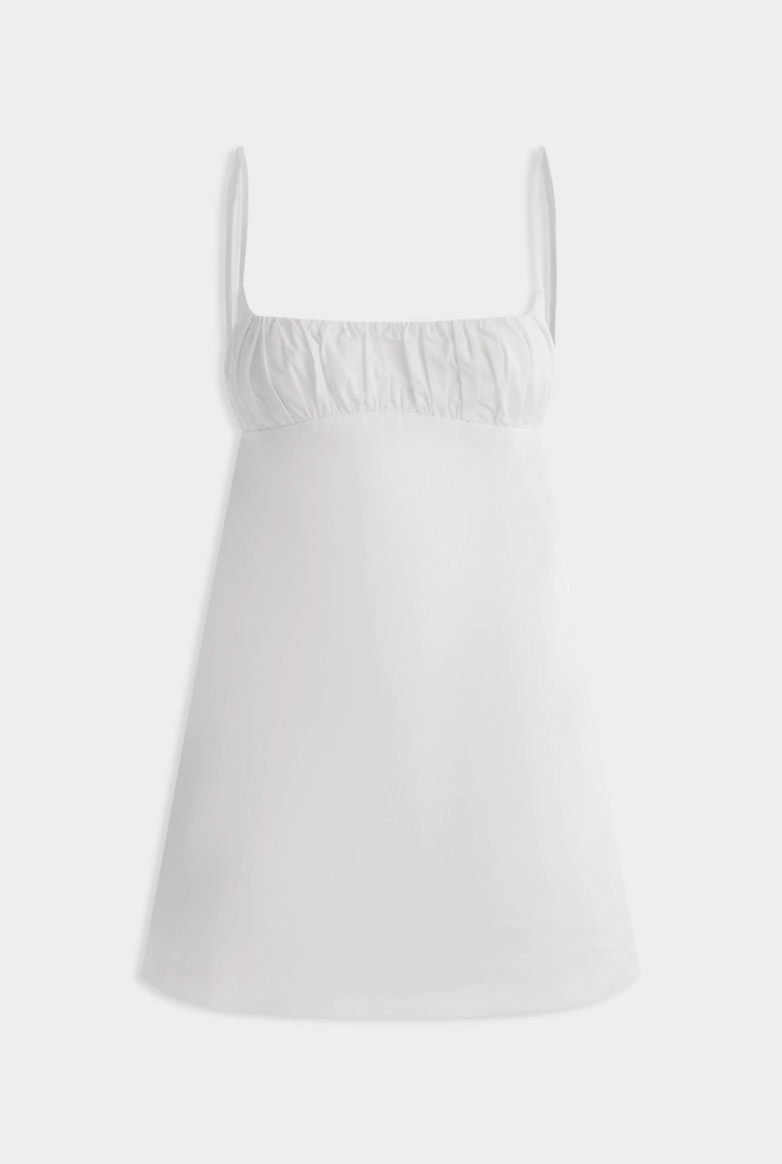 Gathered Bodice Mini Dress -  White