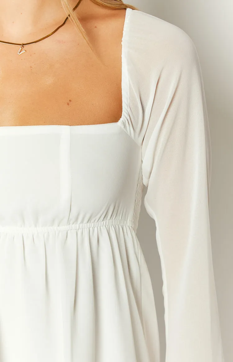 Gemima White Chiffon Mini Dress