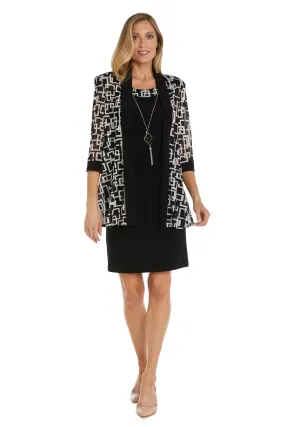 Geometric Pattern Puff Print Jacket Dress - RM Richards