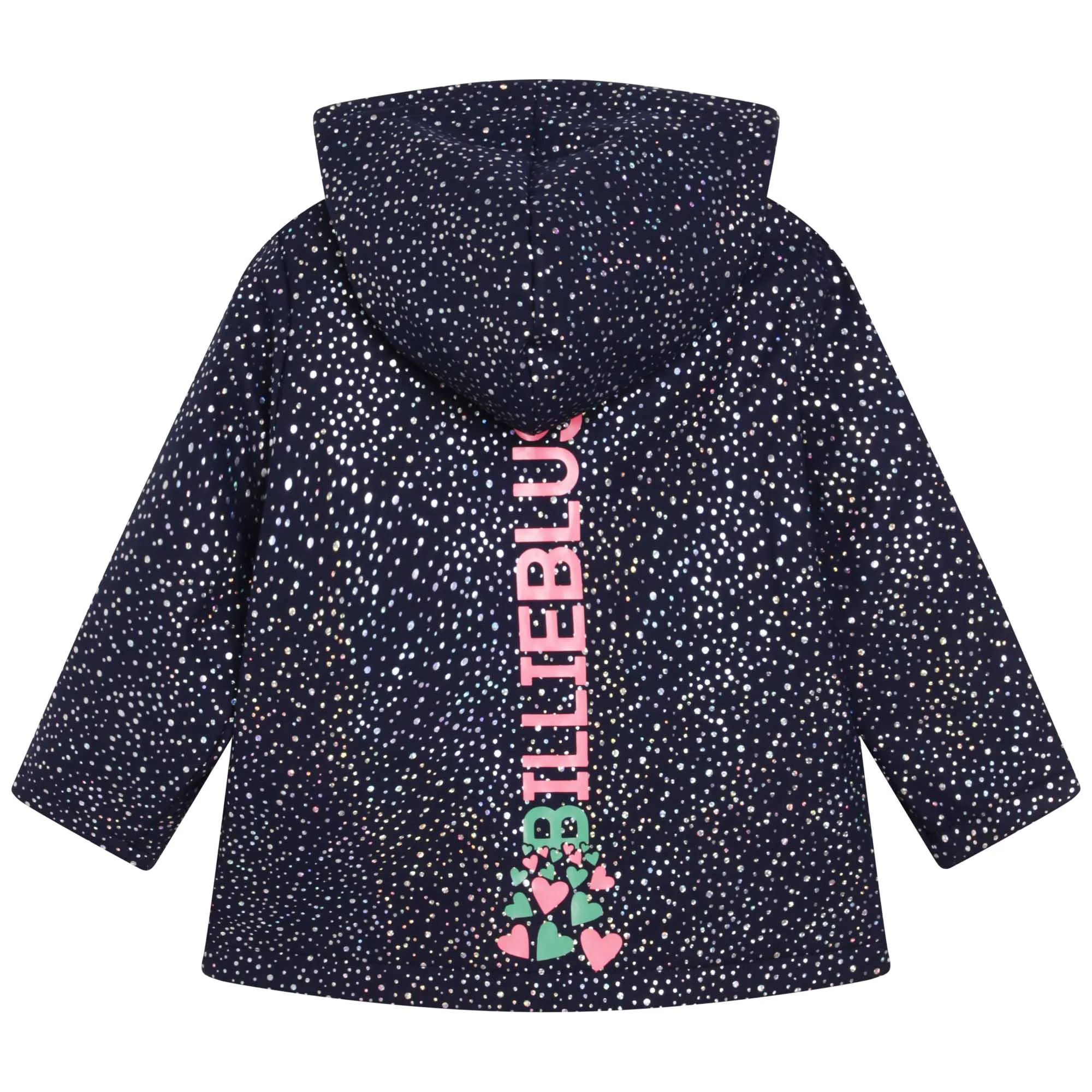 girls Navy Glitter Dots Rain Coat