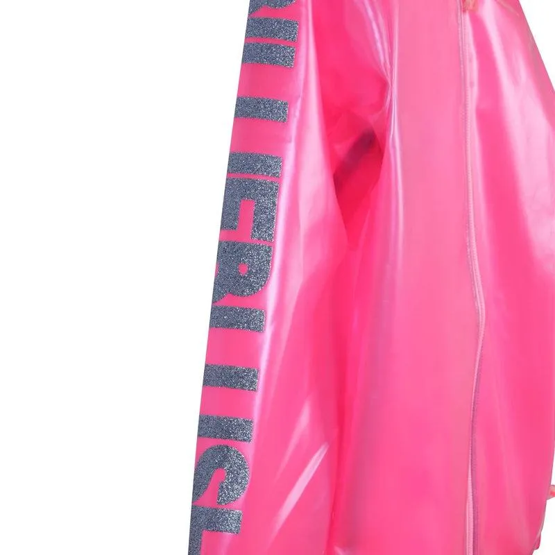 Girls Pink Transparent Rain Coat