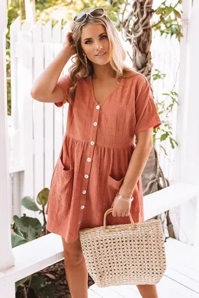 Grayton Beach Babydoll Tunic Dress in Dark Peach