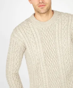 IRELANDS EYE CUILEANN ARAN CREW SWEATER - STONE