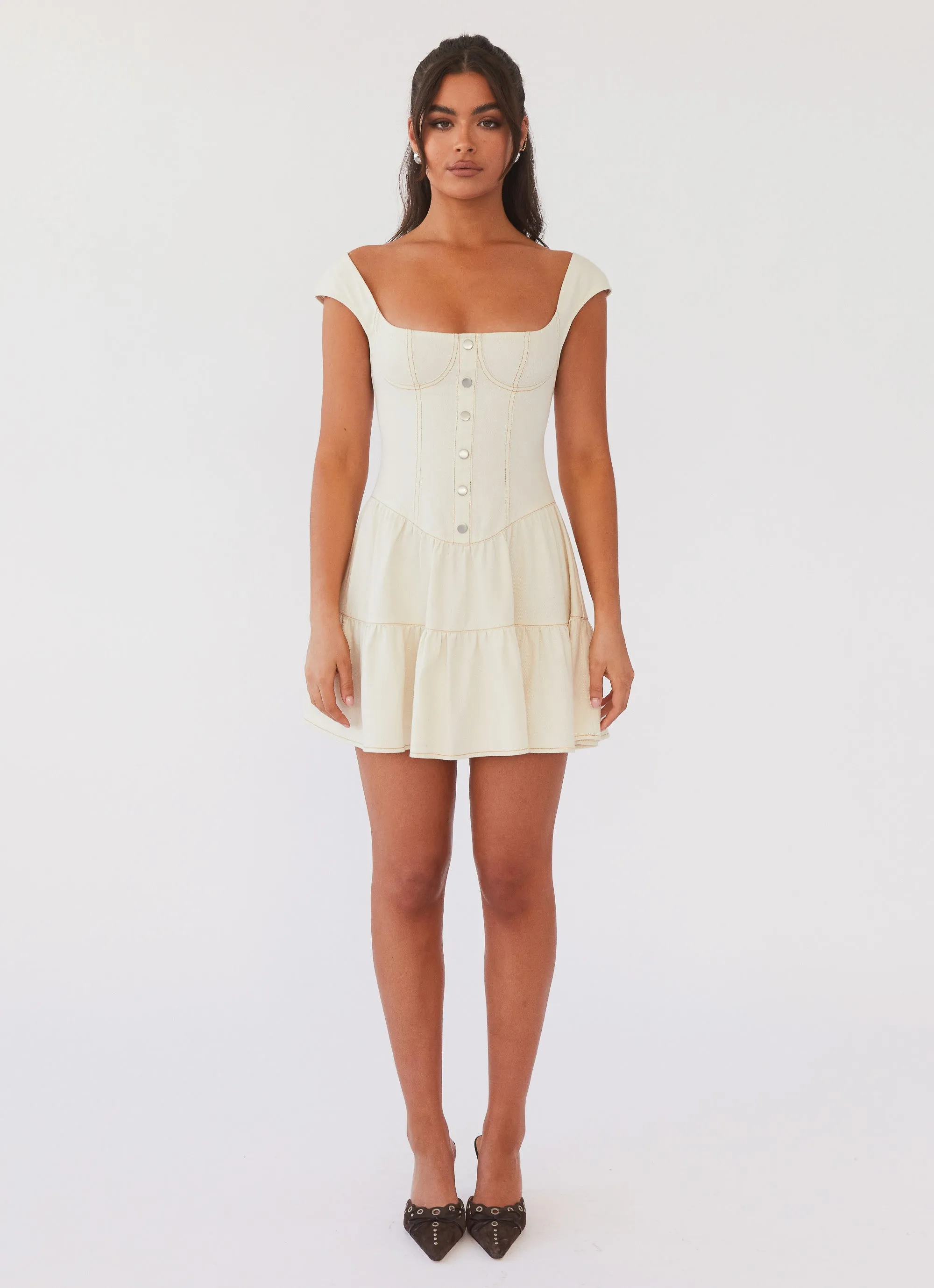 Isabella Denim Bustier Dress - Antique