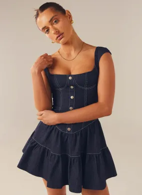 Isabella Denim Bustier Dress - Indigo