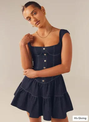 Isabella Denim Bustier Dress - Indigo