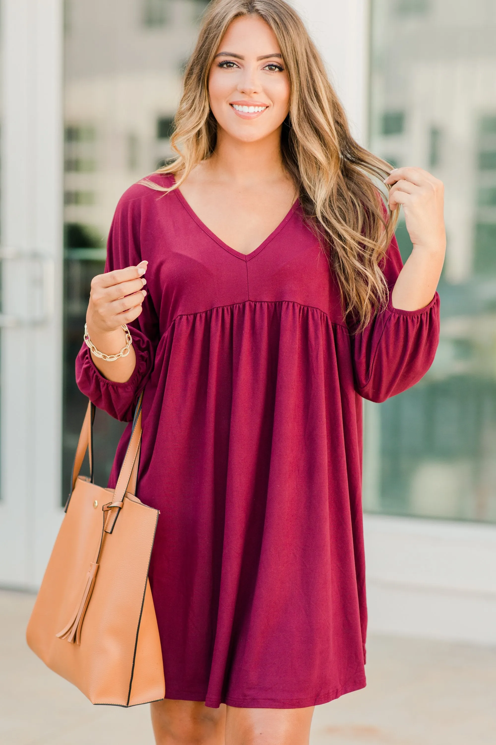 It's Magic Burgundy Red Babydoll Dress