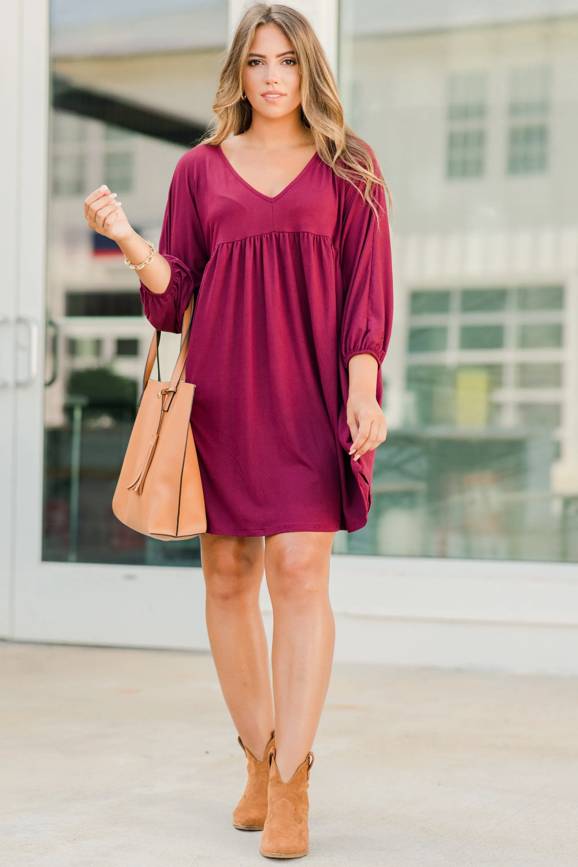 It's Magic Burgundy Red Babydoll Dress