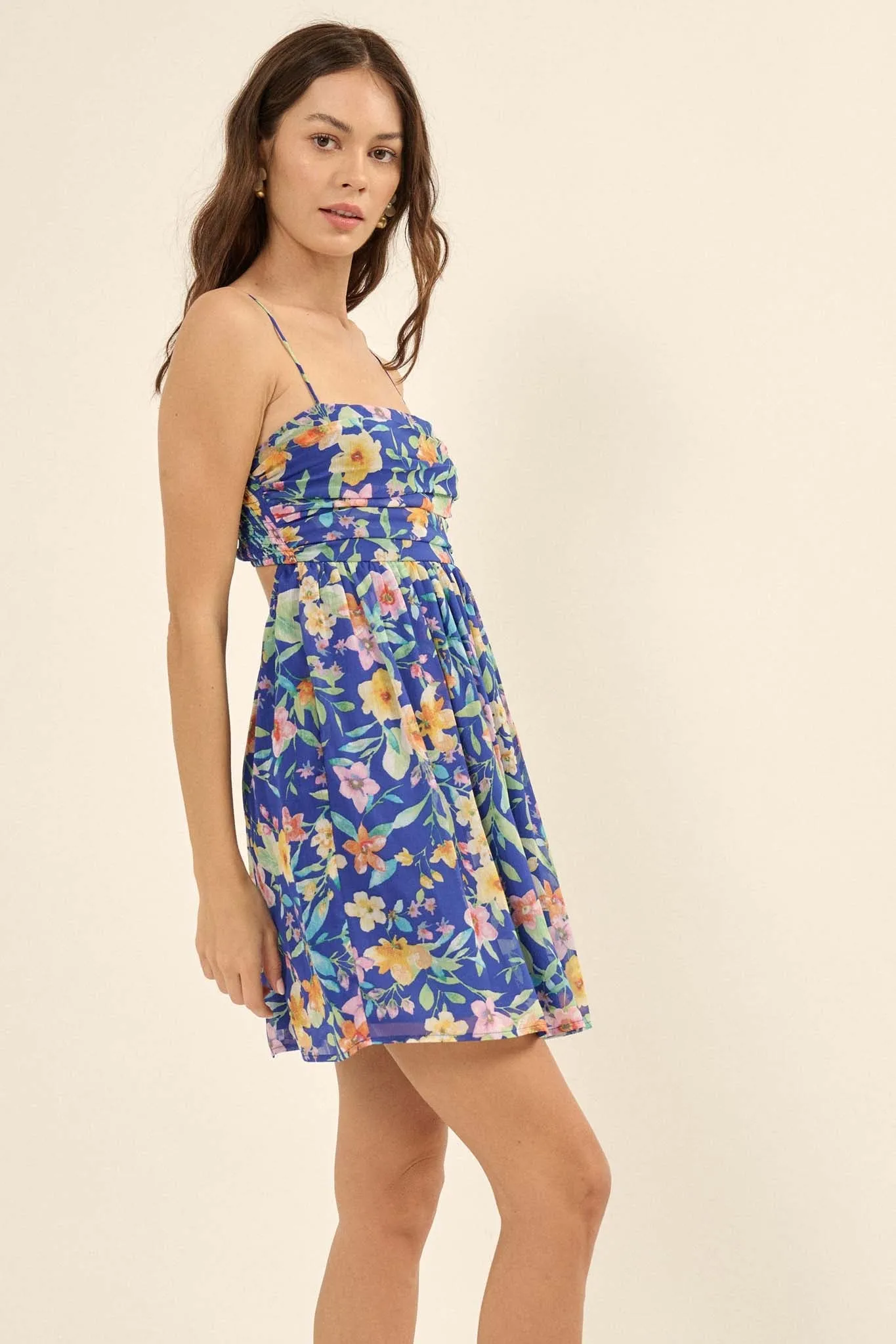 Jamaican Me Crazy Floral Chiffon Mini Sundress