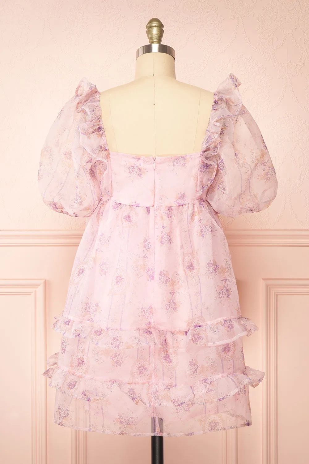 Jessaline | Short Pink Floral Babydoll Dress