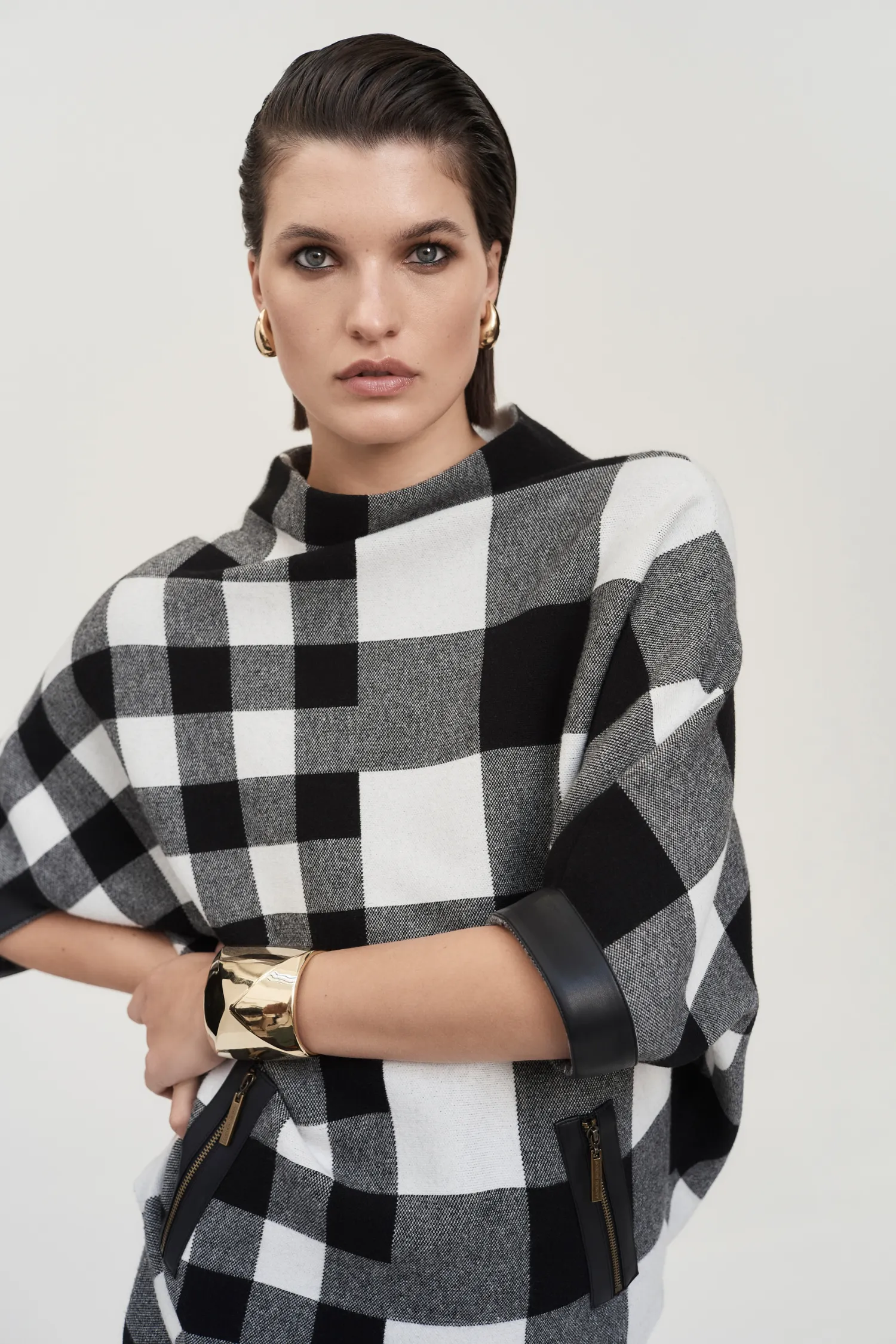 Joseph Ribkoff Plaid Jacquard Sweater - Style 243946