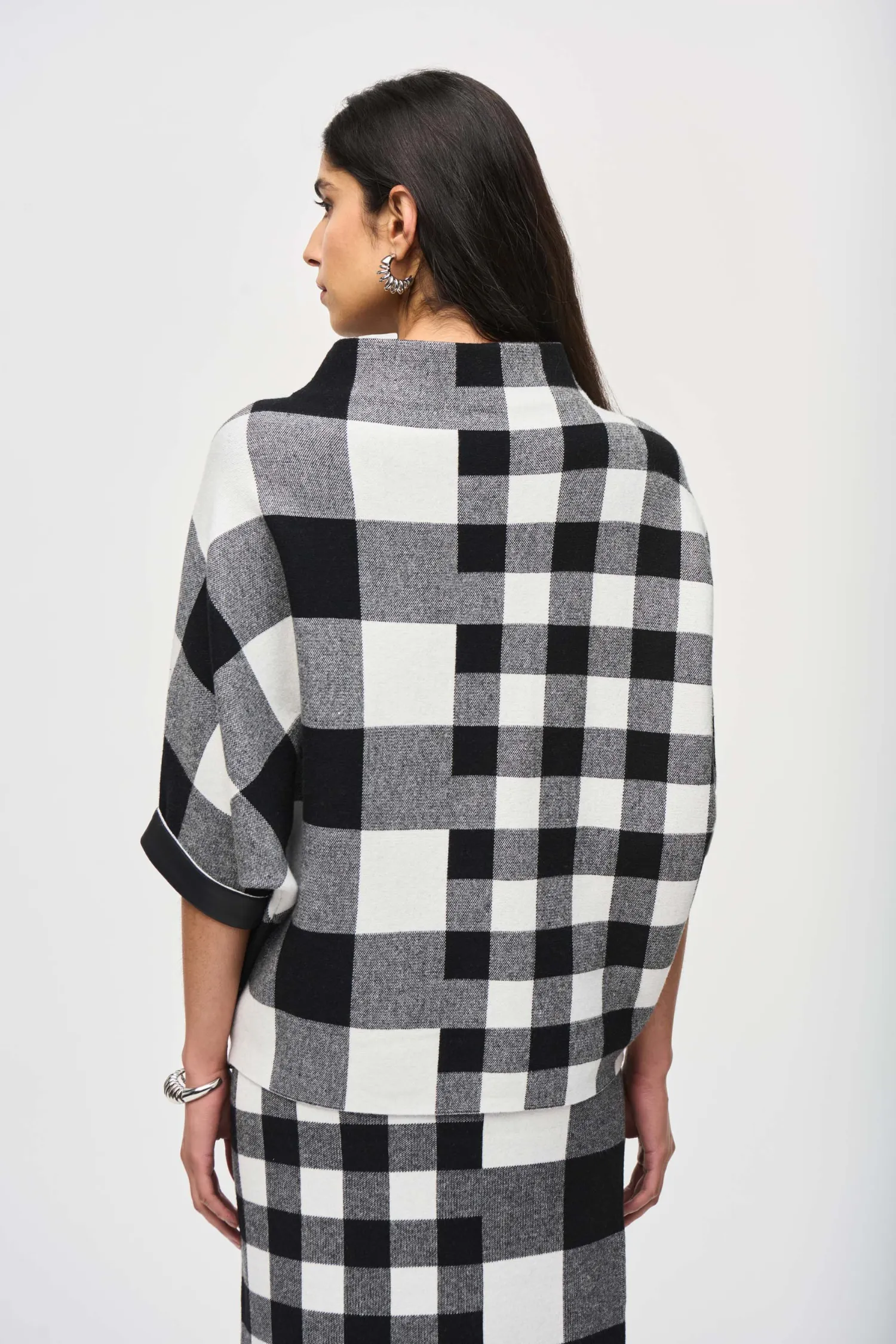 Joseph Ribkoff Plaid Jacquard Sweater - Style 243946