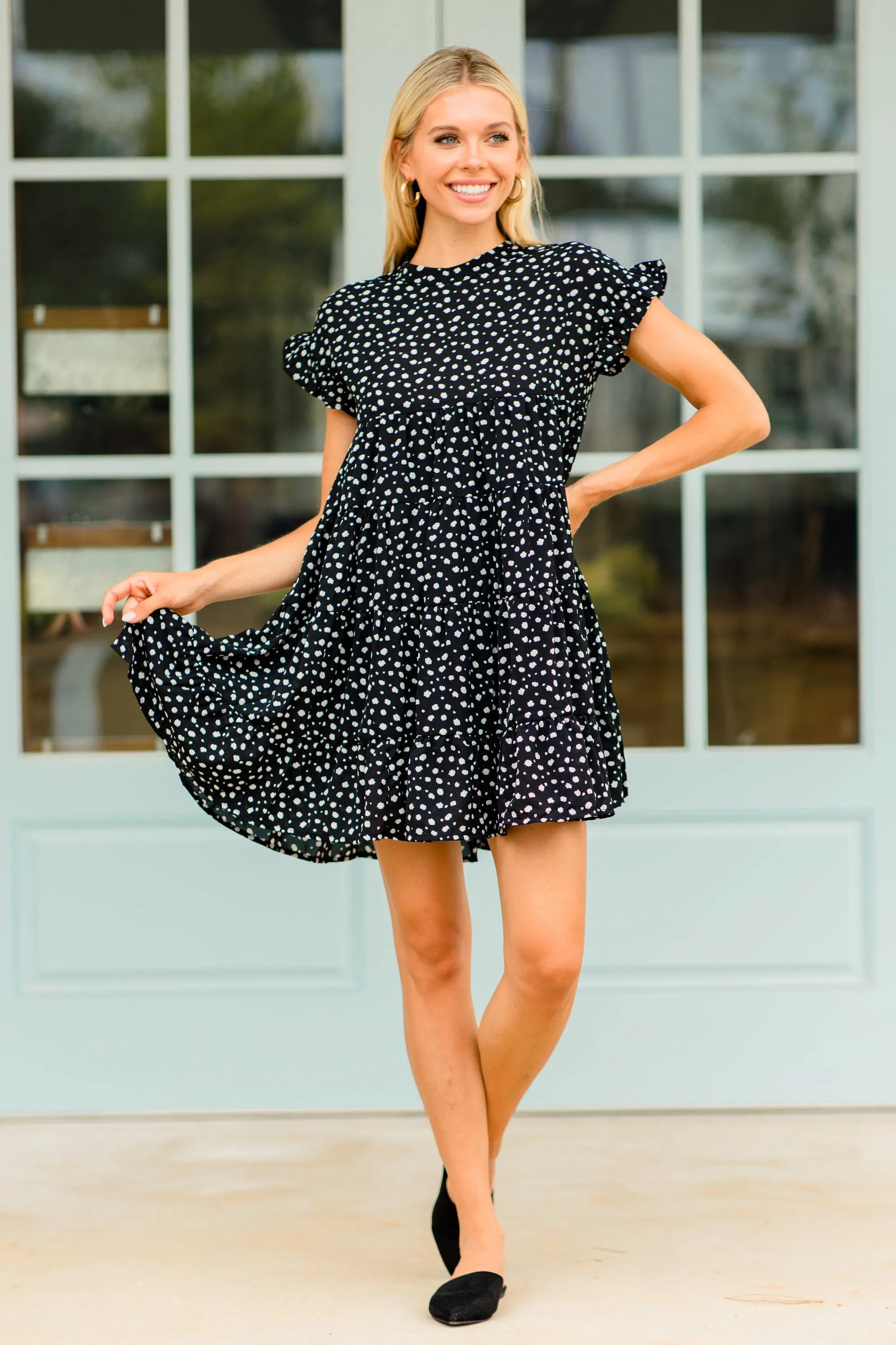 Keep Your Eyes Open Black Leopard Dress