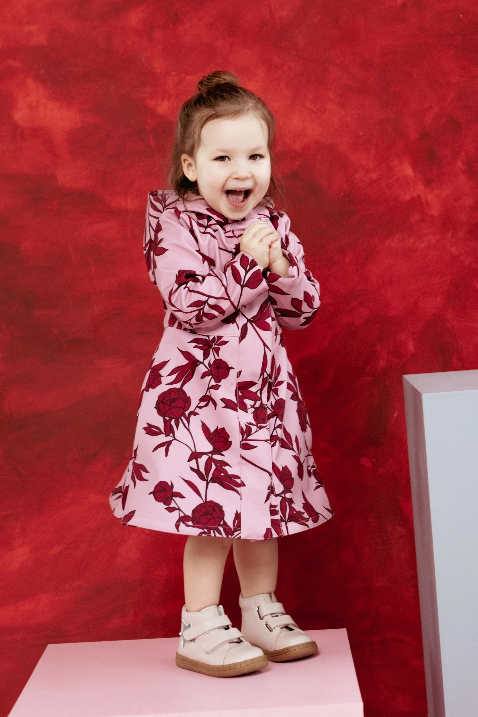 Kids' Peony Bloom Raincoat Pink