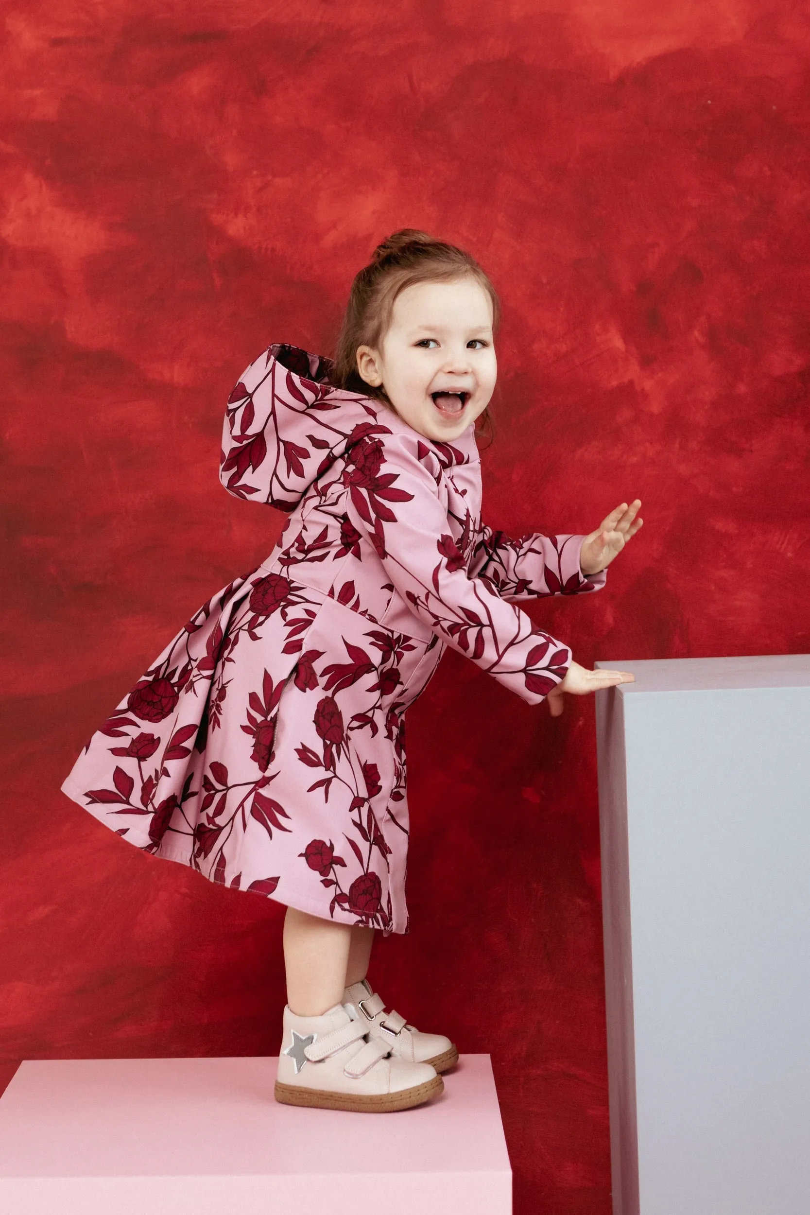 Kids' Peony Bloom Raincoat Pink