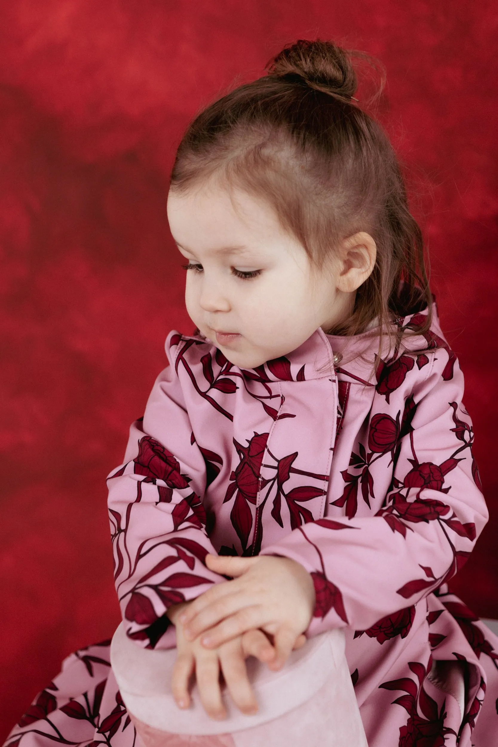 Kids' Peony Bloom Raincoat Pink