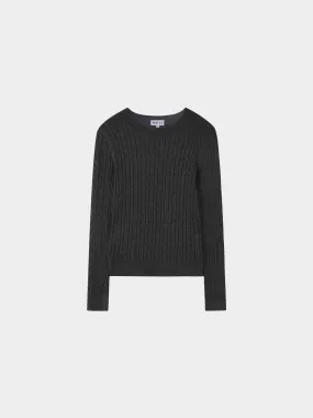 Knit Cable Sweater-Charcoal Grey