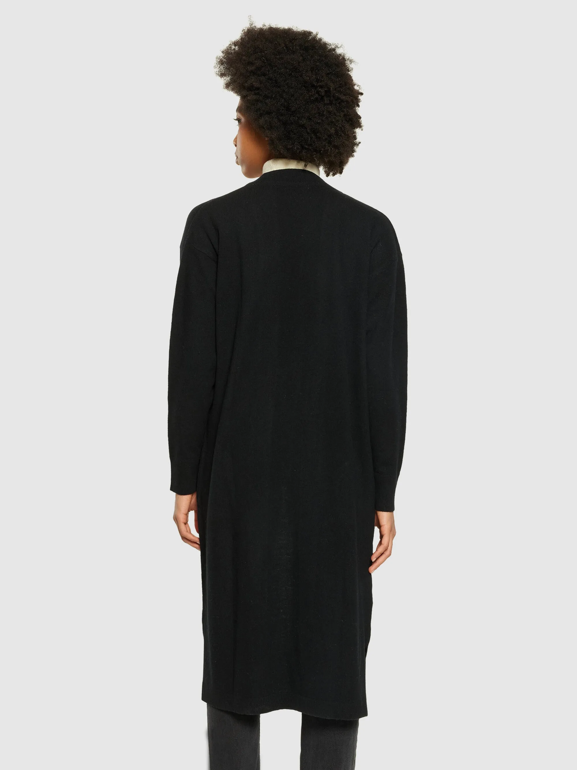 Lambswool long cardigan - RWS - Black Jet