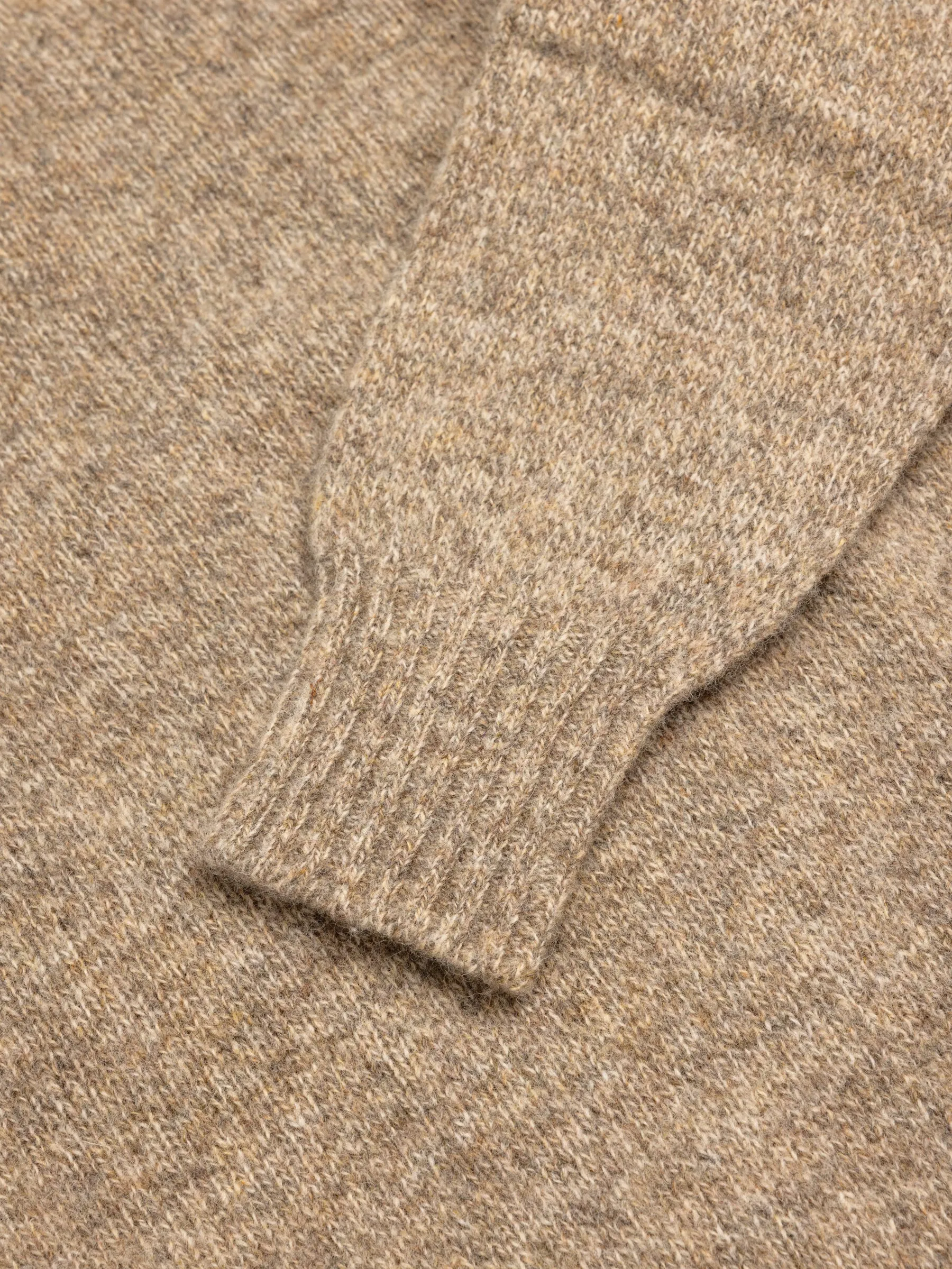 Lewis Brushed Shetland Polo in Mushroom Lambswool