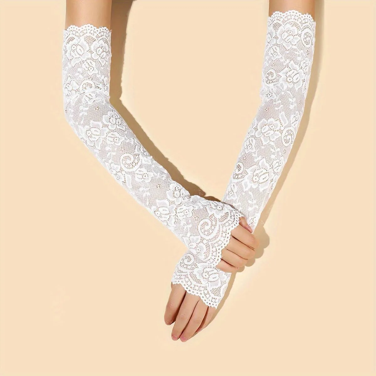 Long lace wedding gloves for bride elegant bridal accessory