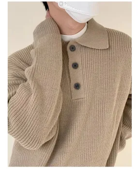 Loose Fit Polo Lapel Sweater