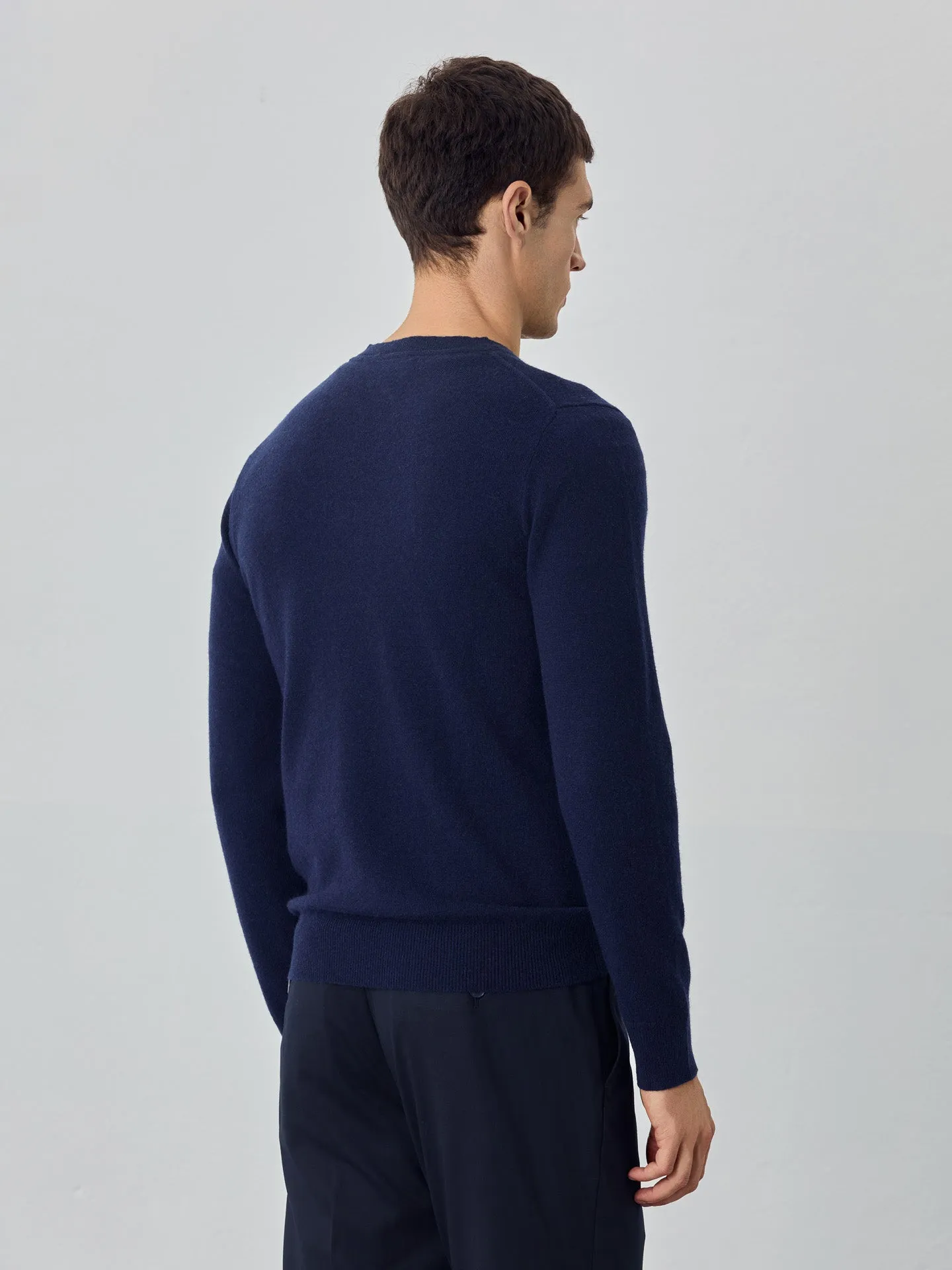 Machine Washable V-Neck Sweater With Long Sleeves In Lambswool Blend