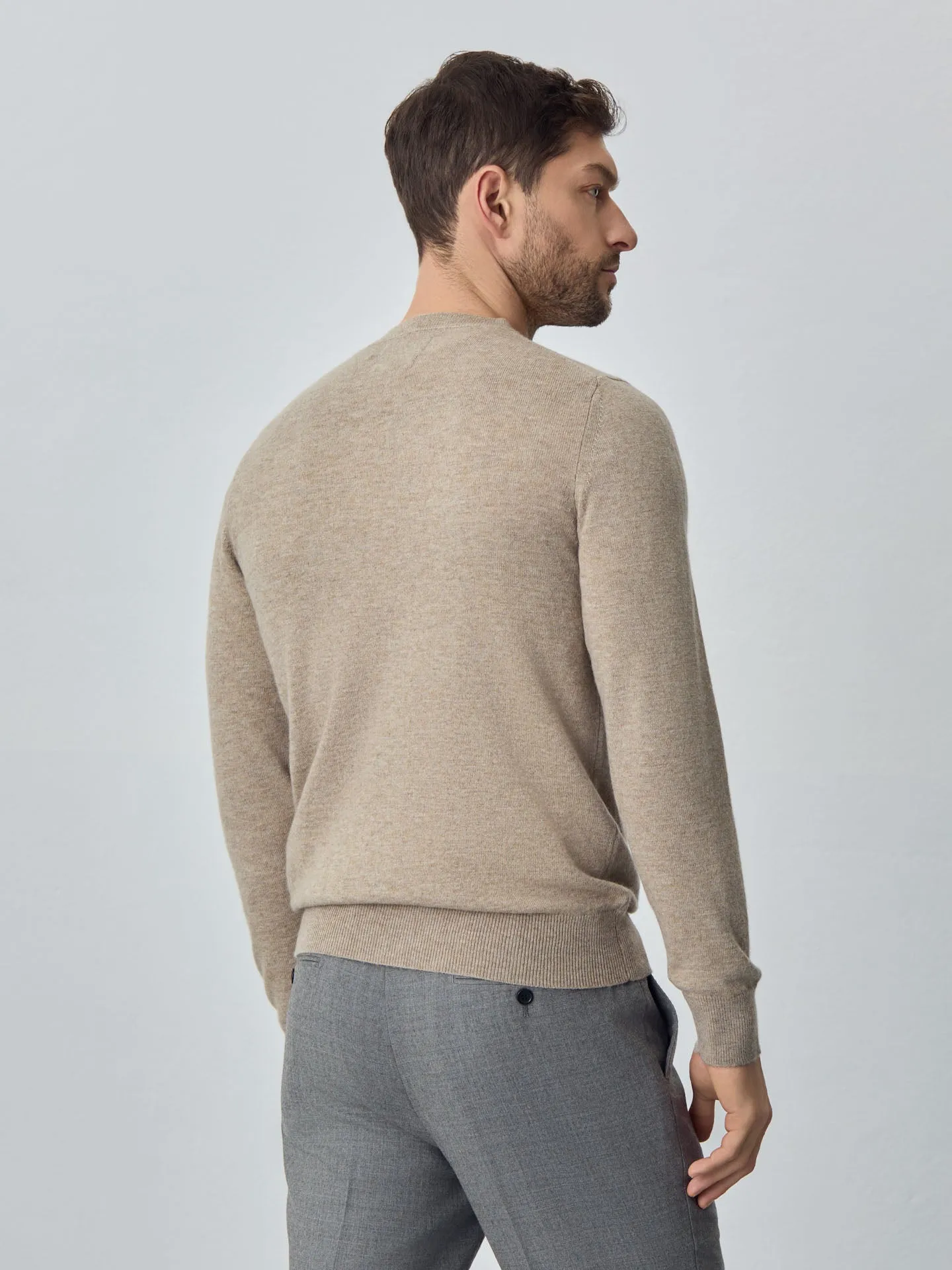 Machine Washable V-Neck Sweater With Long Sleeves In Lambswool Blend