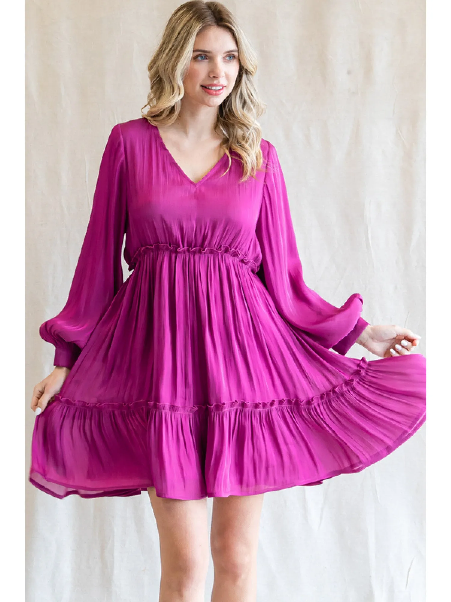 Magenta Babydoll Dress