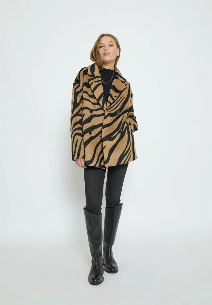 Malu Woolen Jacket - Black Print