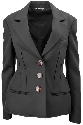 Marina Moscone Waisted Basque Blazer in Black