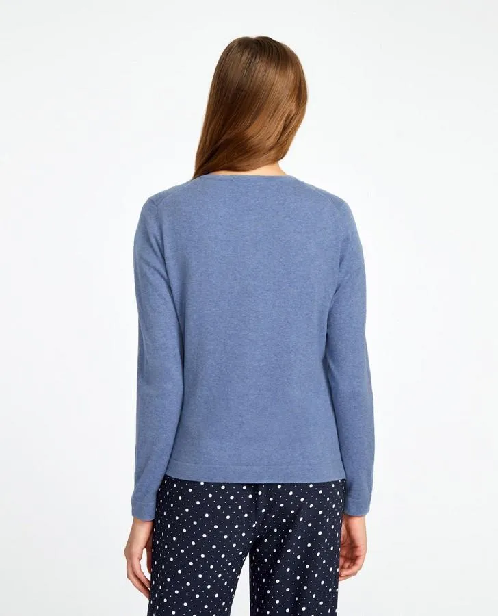 Marine Blue Crew Neck Cardigan