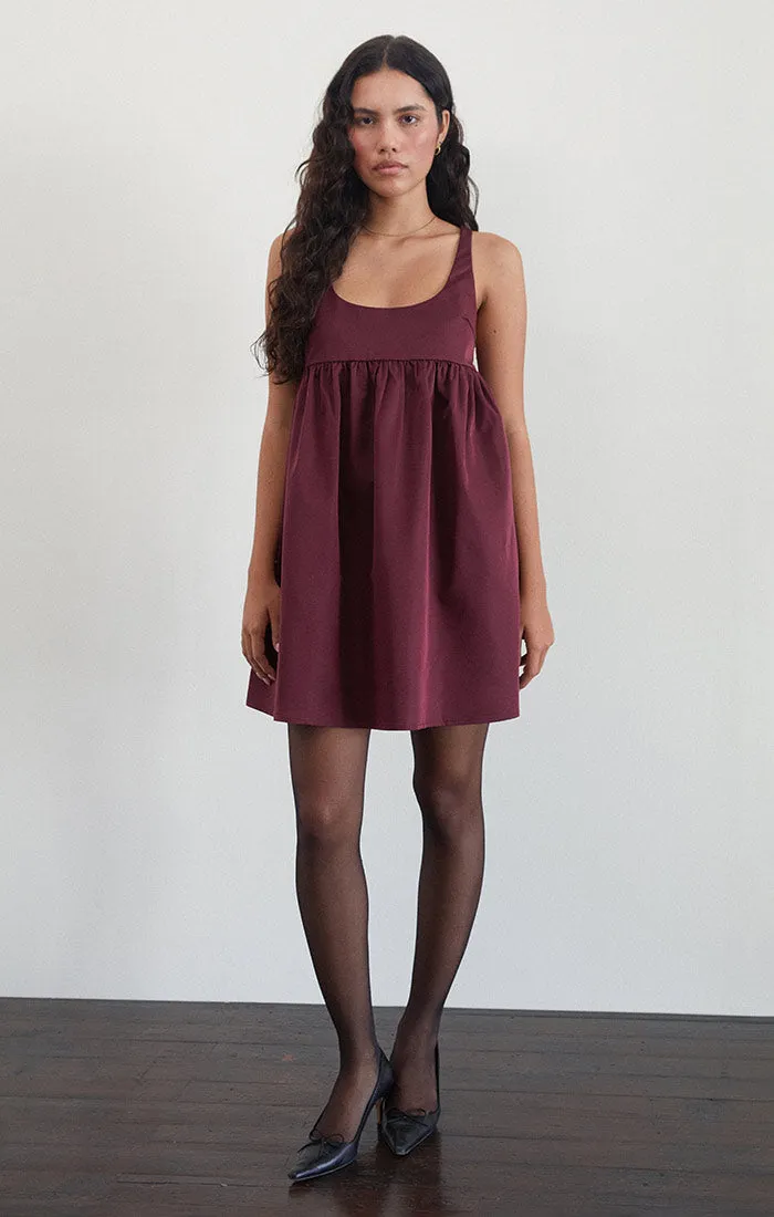 Marona Babydoll Dress, Dark Berry