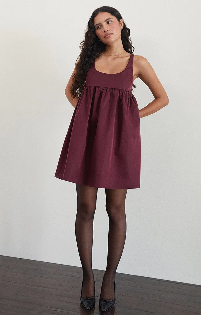 Marona Babydoll Dress, Dark Berry