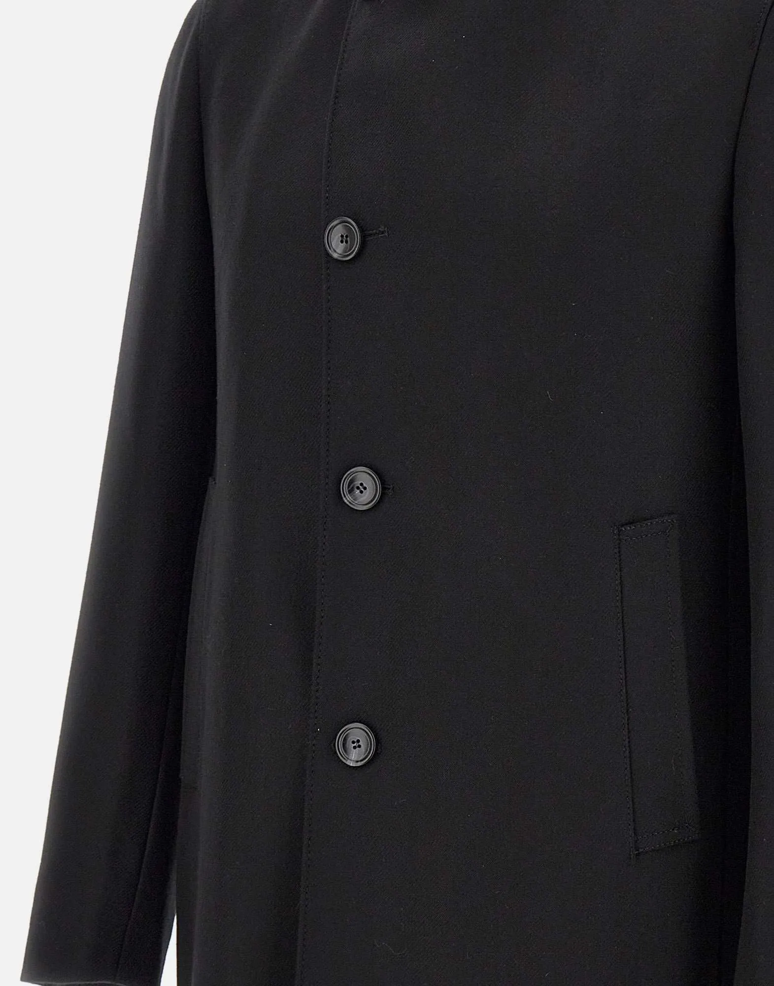 Men's Black Wool Gabardine Coat