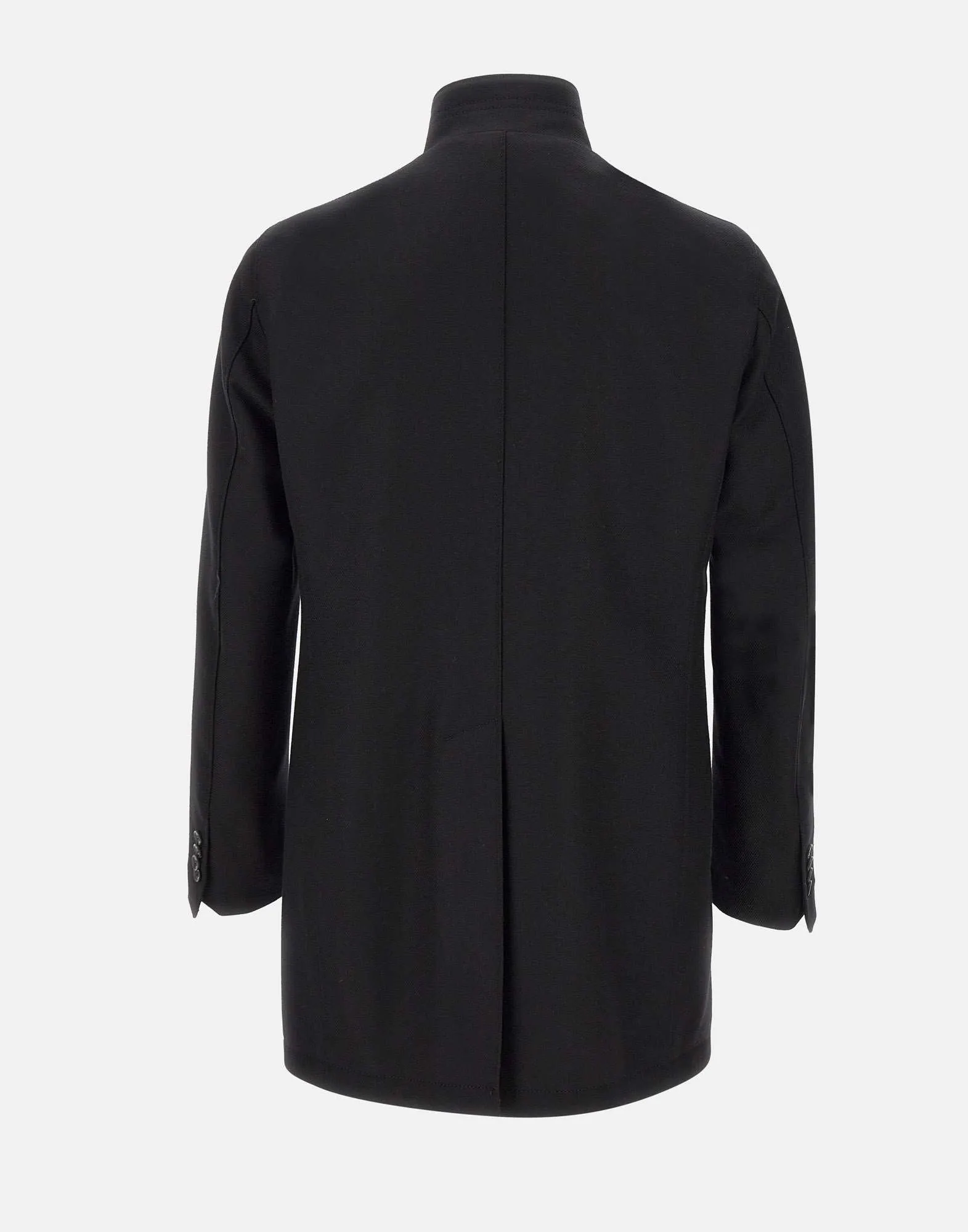 Men's Black Wool Gabardine Coat