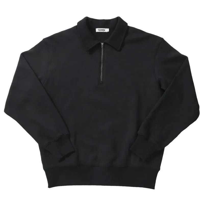 Men's Half-Zipper Polo Shirt with Long Sleeves - Loose Fit Velvet Sweater