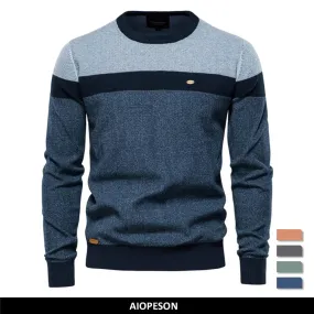 Mens Spliced Cotton Basic Sweater