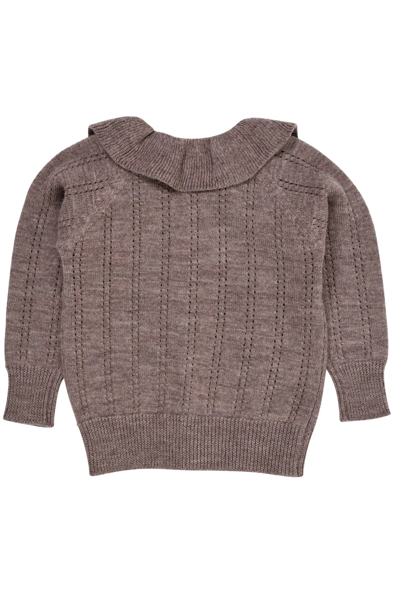 MERINO PATTERN CARDIGAN W. COLLAR - NATURAL MELANGE