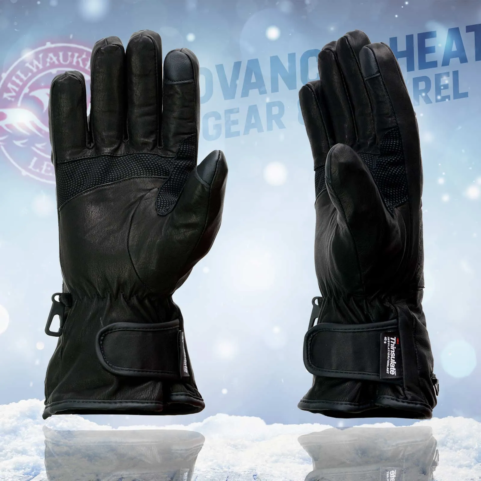 Milwaukee Leather MG7513SET Men’s Heated Winter Gloves for Motorcycle