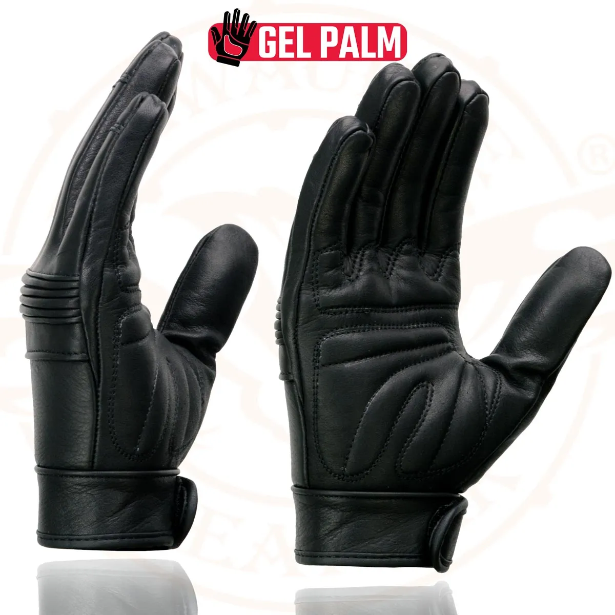 Milwaukee Leather MG7535 Men's Black Leather with Gel Palm Motorcycle