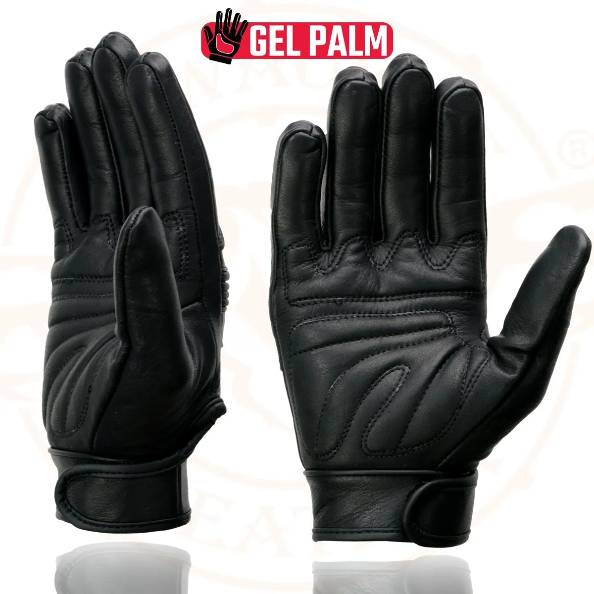 Milwaukee Leather MG7535 Men's Black Leather with Gel Palm Motorcycle