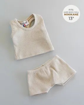 Minikane Doll Clothes | Two-Piece Tank Doll Outfit - Linen Grey