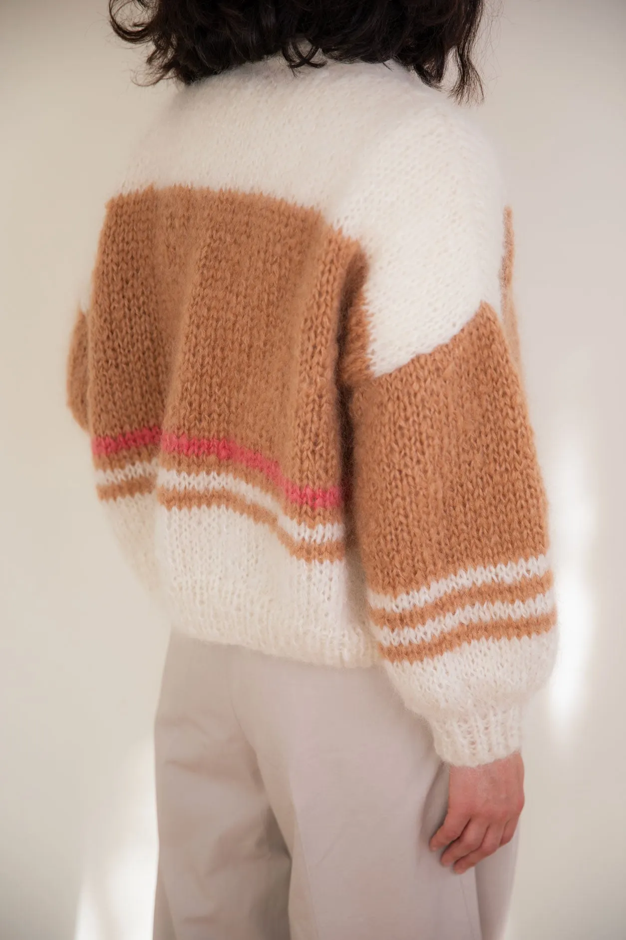 Mohair and Organic Wool Cardigan with Stripes