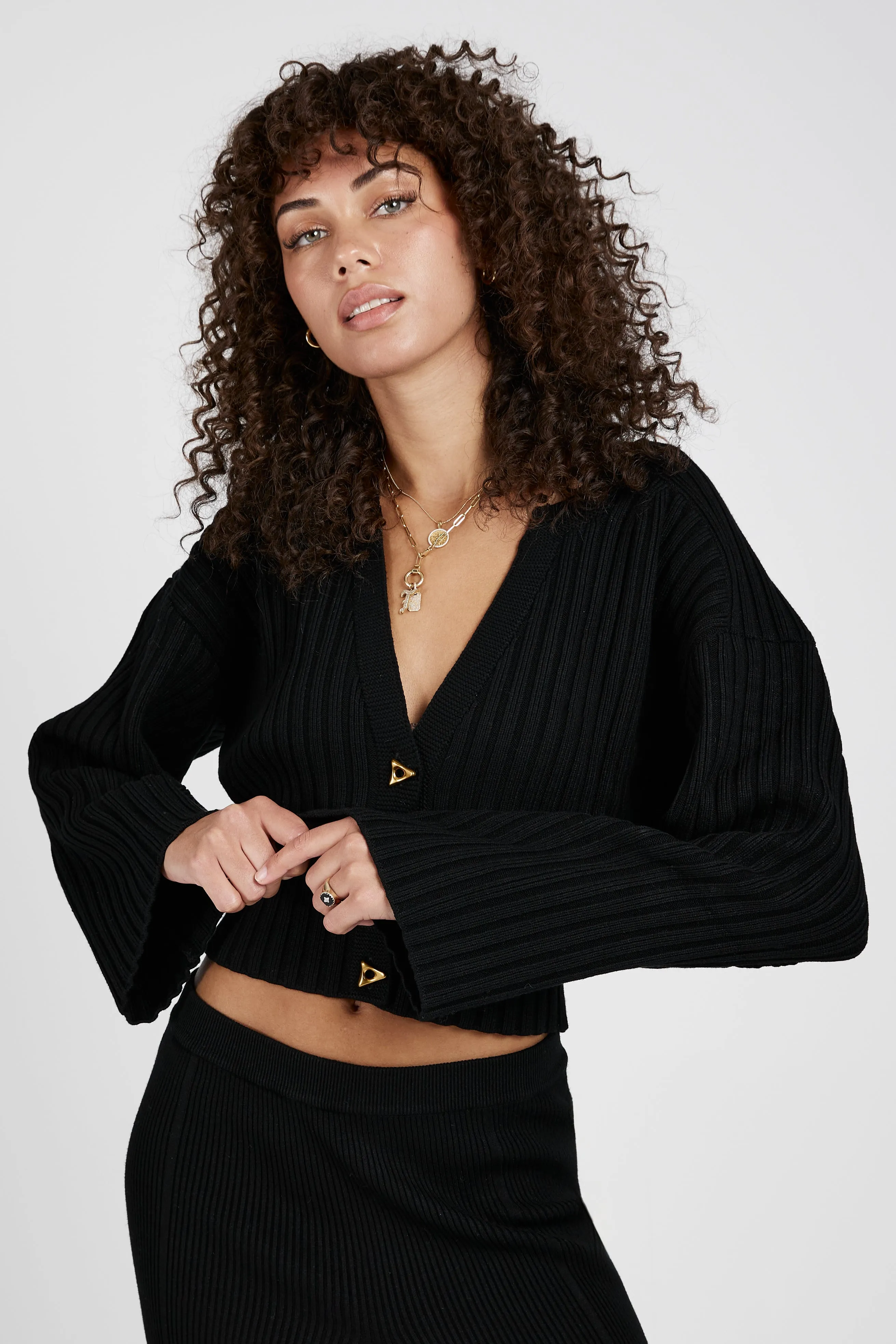 Morrow Cropped Cardigan in Black