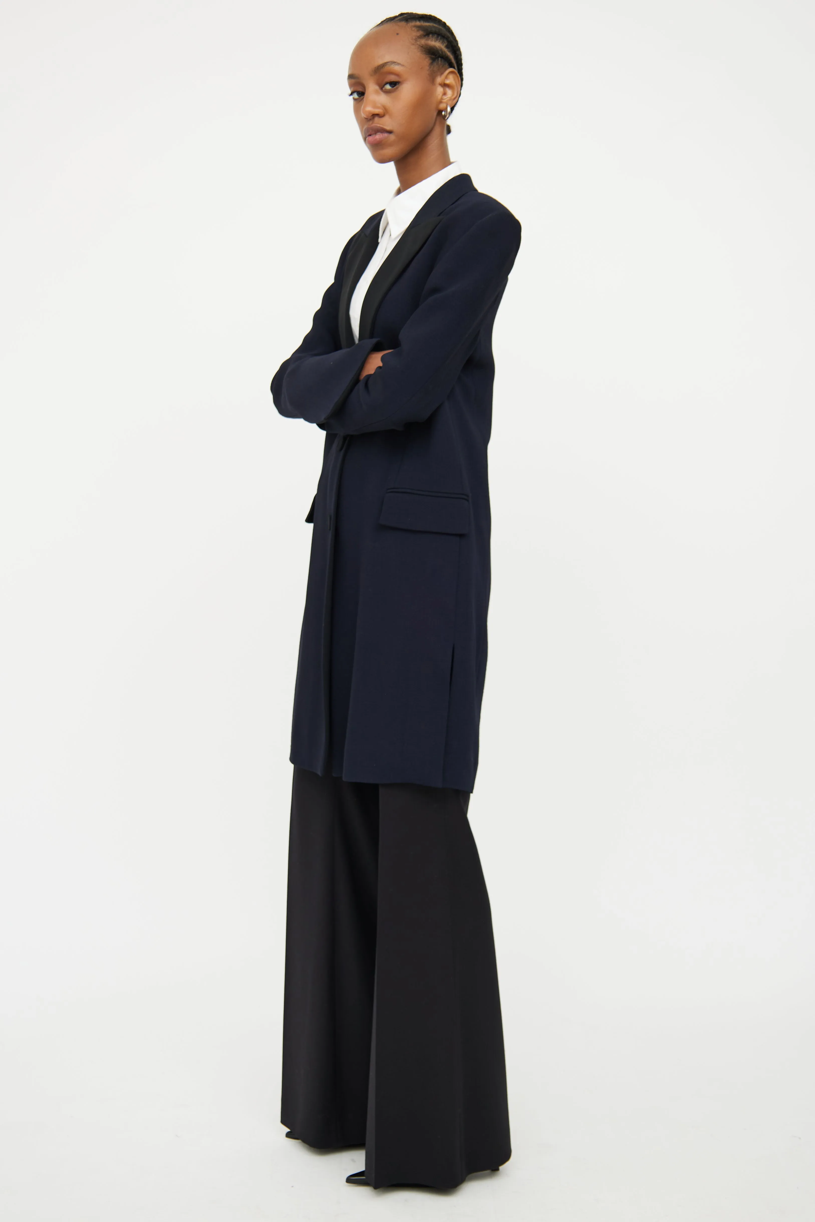 Navy & Black Long Blazer