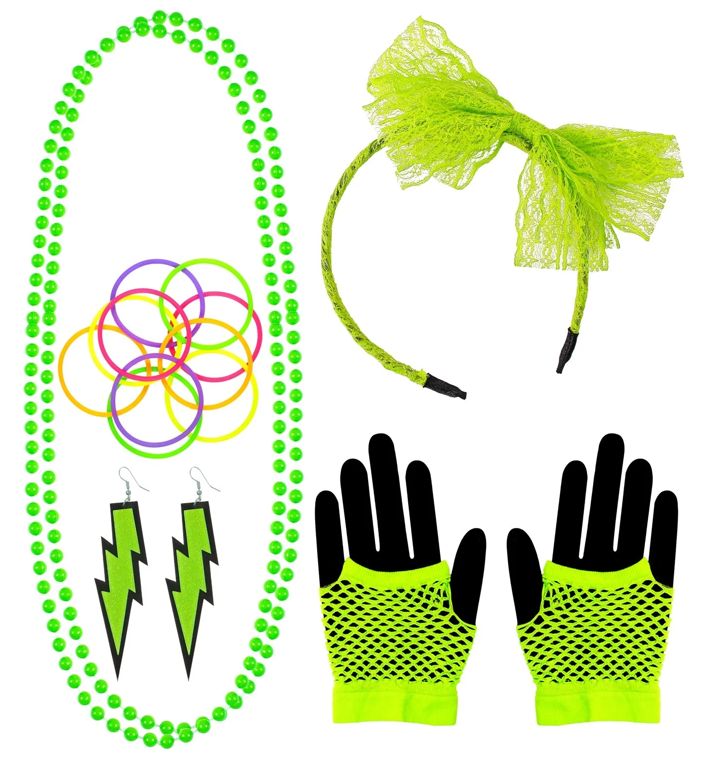 Neon Green 80's Costume Accessory Set