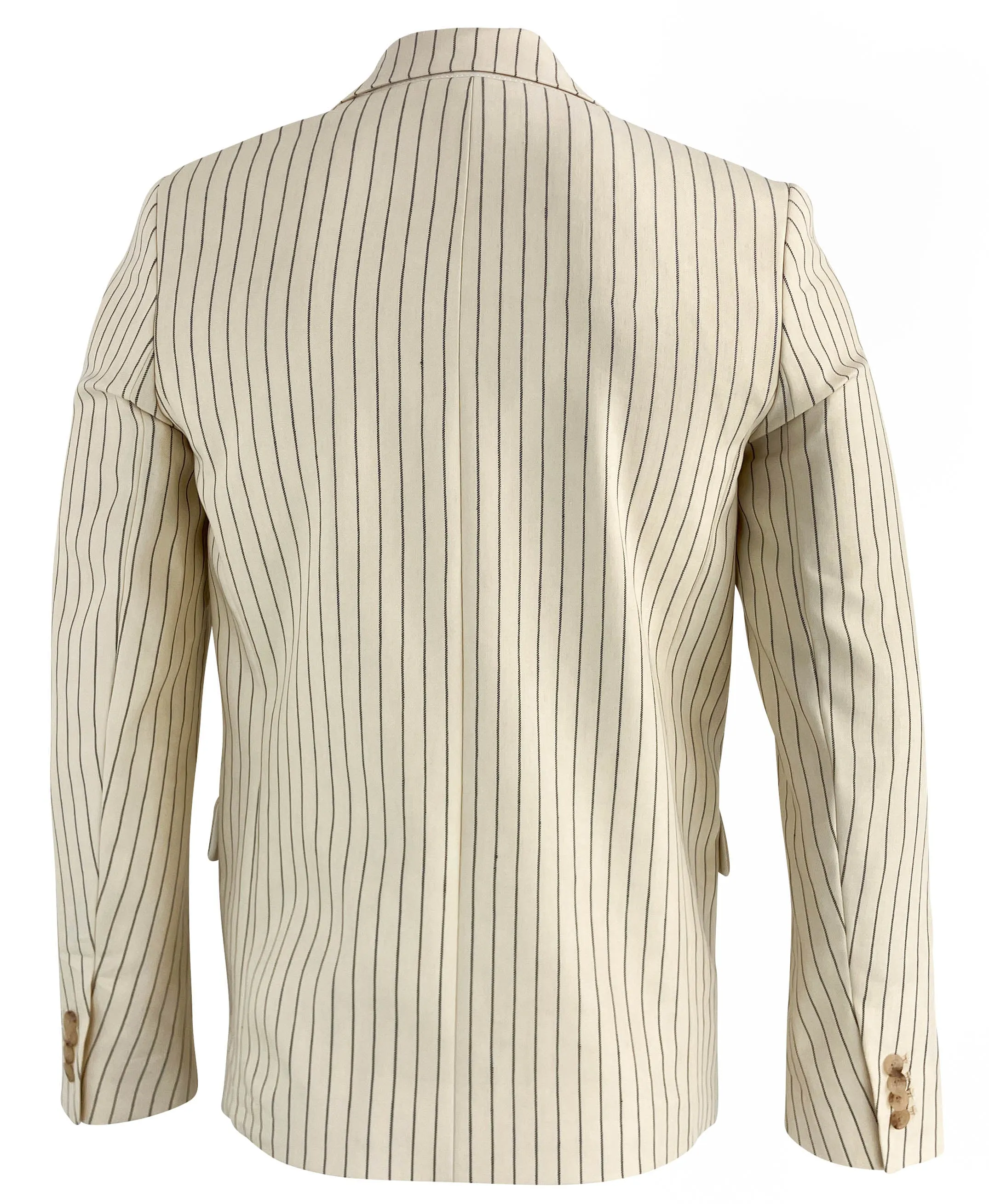 Nili Lotan Pimpton Blazer in Cream/Dark Brown Pinstripe